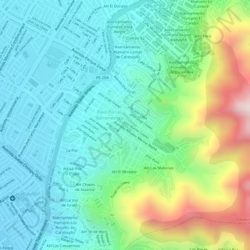 Mapa topográfico 75, altitude, relevo