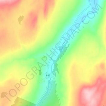 Mapa topográfico Langdale, altitude, relevo