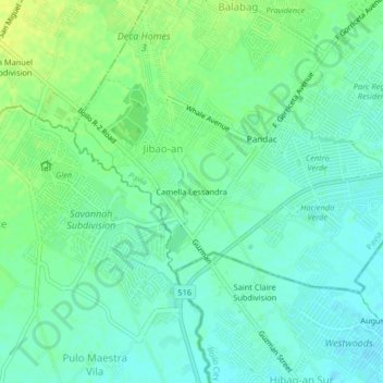 Mapa topográfico Camella Lessandra, altitude, relevo