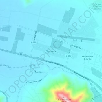 Mapa topográfico Chamonate, altitude, relevo