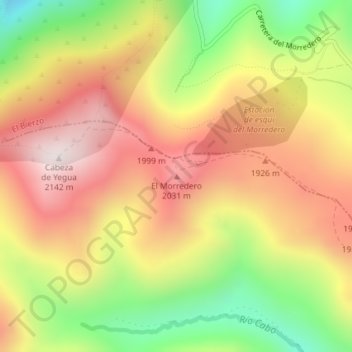 Mapa topográfico El Morredero, altitude, relevo