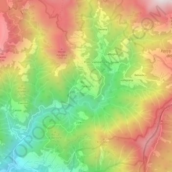 Mapa topográfico Perlezzi, altitude, relevo