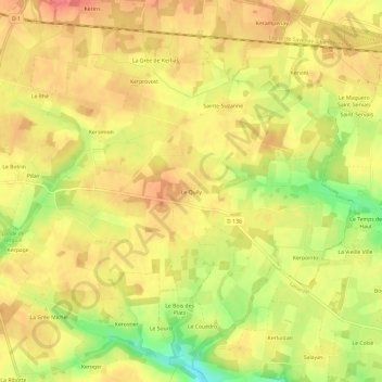 Mapa topográfico Le Quily, altitude, relevo