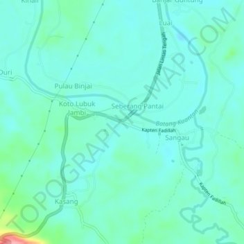 Mapa topográfico Banjar Padang, altitude, relevo