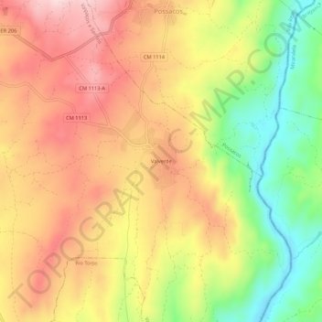 Mapa topográfico Valverde, altitude, relevo