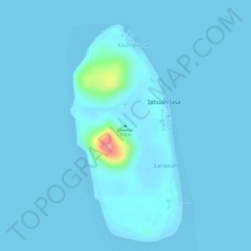 Mapa topográfico Linawan, altitude, relevo