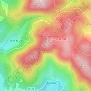 Mapa topográfico Suc au May, altitude, relevo