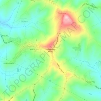 Mapa topográfico Madonna del Monte, altitude, relevo