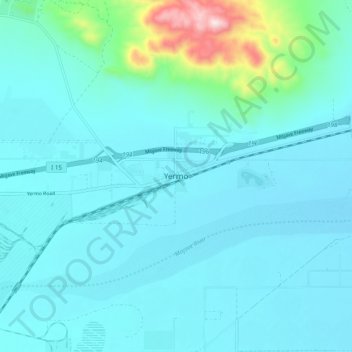 Mapa topográfico Yermo, altitude, relevo
