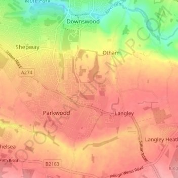 Mapa topográfico Bicknor Wood, altitude, relevo