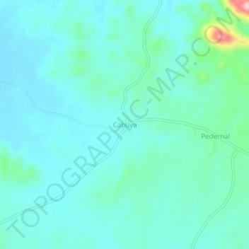 Mapa topográfico Cabuya, altitude, relevo
