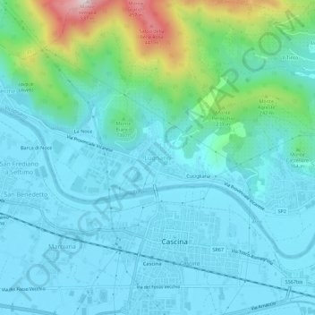 Mapa topográfico Lugnano, altitude, relevo