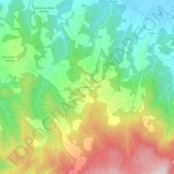 Mapa topográfico Arliano, altitude, relevo