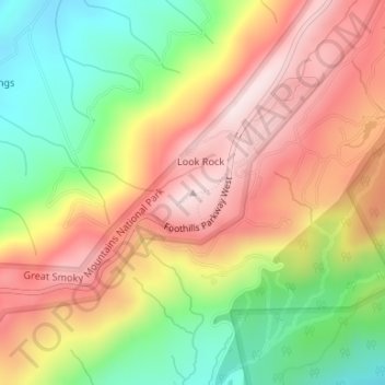 Mapa topográfico Look Rock, altitude, relevo