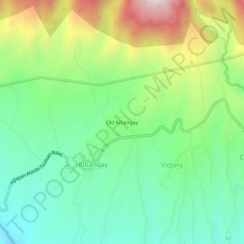 Mapa topográfico Old Kibangay, altitude, relevo