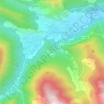 Mapa topográfico Olbier, altitude, relevo
