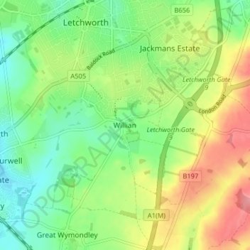 Mapa topográfico Willian, altitude, relevo