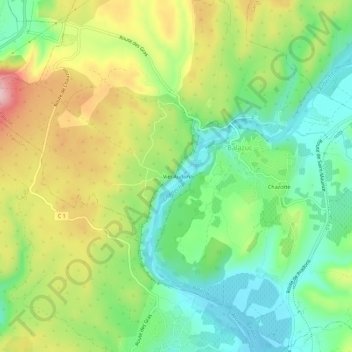 Mapa topográfico Viel Audon, altitude, relevo
