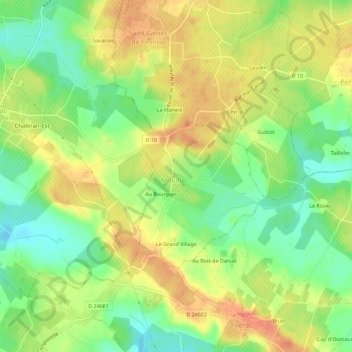 Mapa topográfico Le Bourg, altitude, relevo