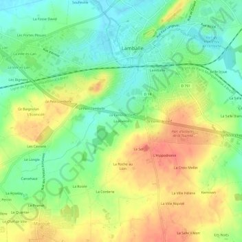 Mapa topográfico La Rivière, altitude, relevo