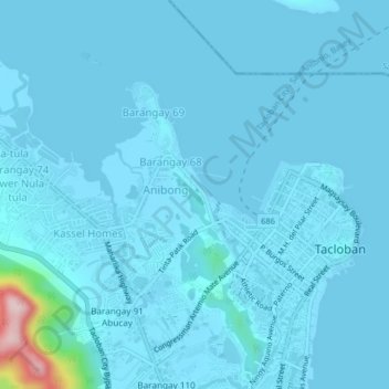 Mapa topográfico Barangay 66A, altitude, relevo