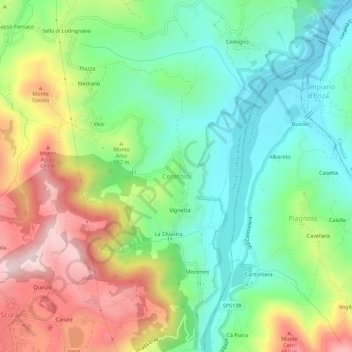 Mapa topográfico Ceretolo, altitude, relevo