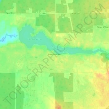 Mapa topográfico Lake Arrowhead, altitude, relevo