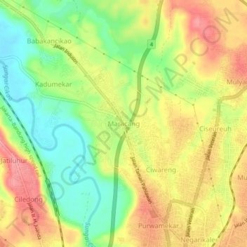 Mapa topográfico Maracang, altitude, relevo