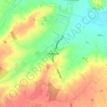 Mapa topográfico Keysoe, altitude, relevo