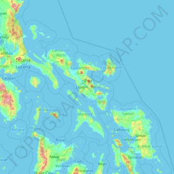 Mapa topográfico Albay, altitude, relevo