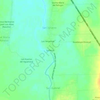Mapa topográfico La Zanja, altitude, relevo