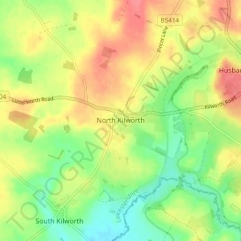 Mapa topográfico North Kilworth, altitude, relevo