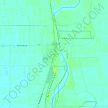 Mapa topográfico Princeton, altitude, relevo