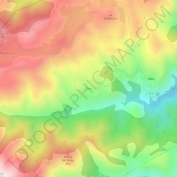 Mapa topográfico Taja, altitude, relevo