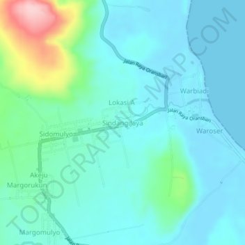 Mapa topográfico Sindang Jaya, altitude, relevo