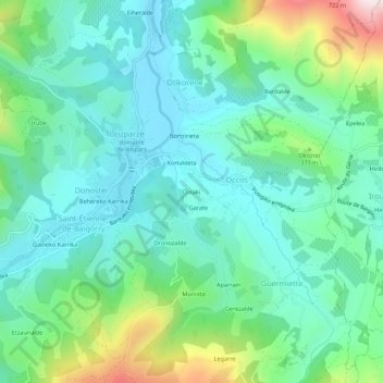 Mapa topográfico Oinaki, altitude, relevo