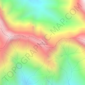 Mapa topográfico Pico Guacamaya, altitude, relevo