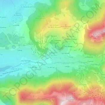 Mapa topográfico Le Sonjon, altitude, relevo