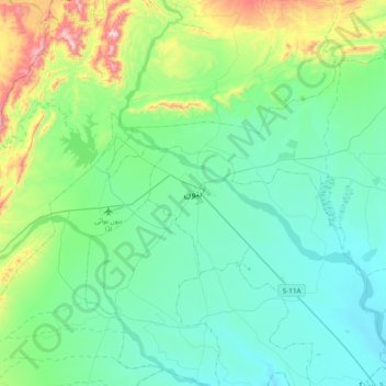 Mapa topográfico Bannu, altitude, relevo
