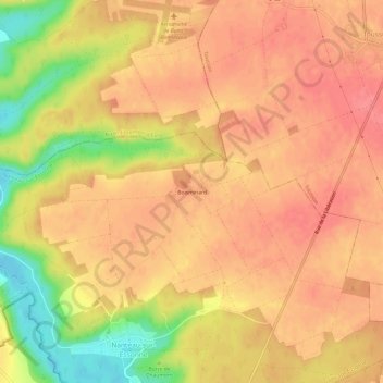 Mapa topográfico Bois-Minard, altitude, relevo