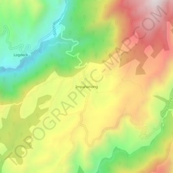 Mapa topográfico Impahanong, altitude, relevo