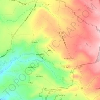 Mapa topográfico Vivers, altitude, relevo