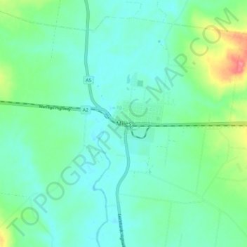 Mapa topográfico Miles, altitude, relevo
