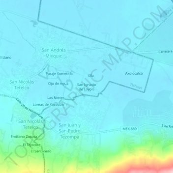 Mapa topográfico San Ignacio de Loyola, altitude, relevo