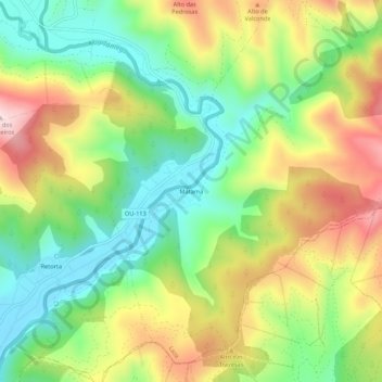 Mapa topográfico Matamá, altitude, relevo