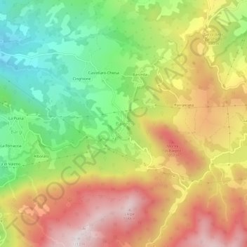 Mapa topográfico Baigno, altitude, relevo