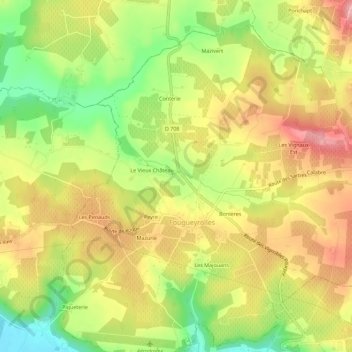 Mapa topográfico Le Lardot, altitude, relevo