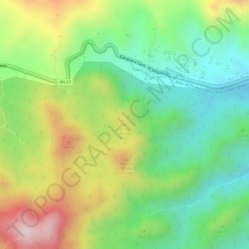 Mapa topográfico Cerro El Bijao, altitude, relevo