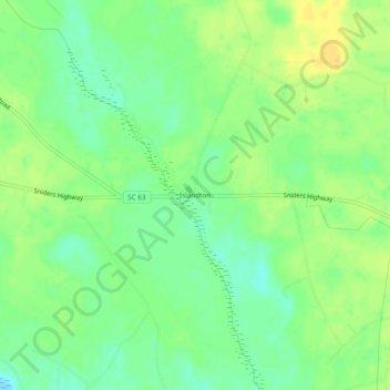 Mapa topográfico Islandton, altitude, relevo