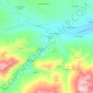 Mapa topográfico Los Vegas, altitude, relevo